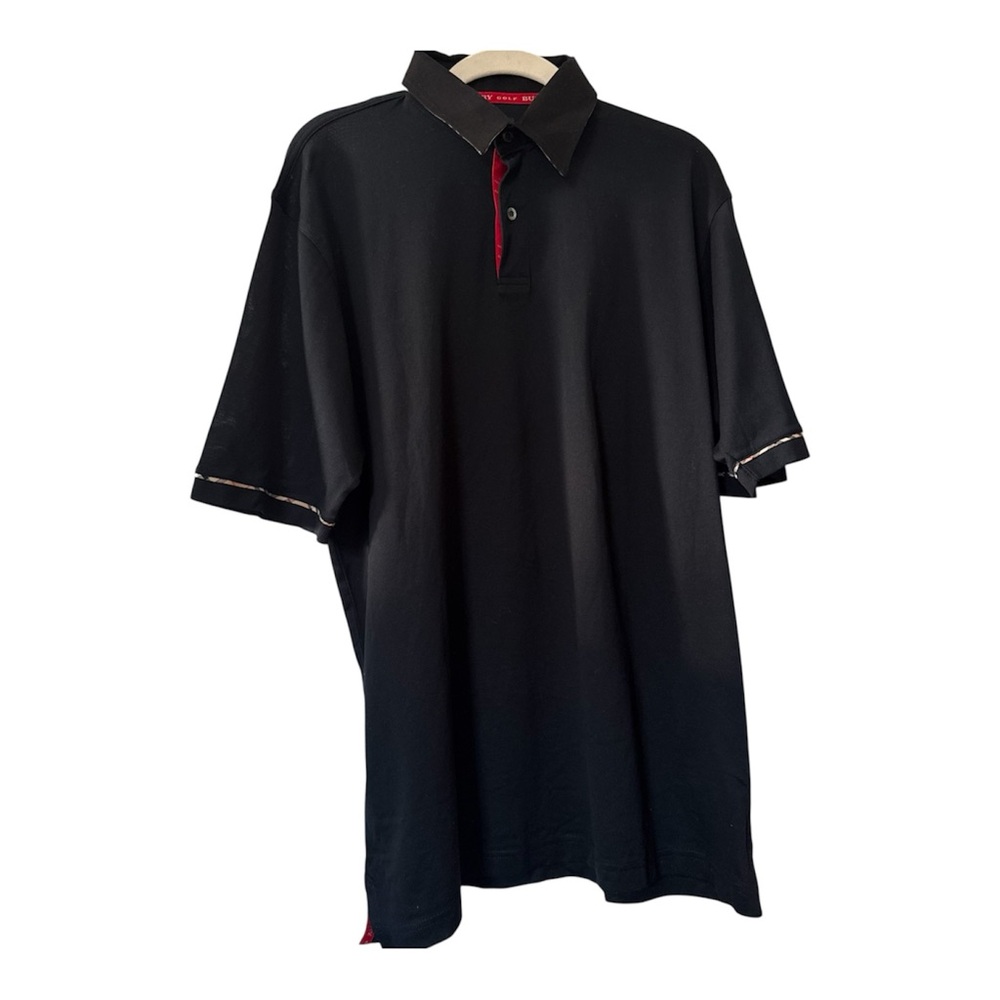 Burberry Black Polo Shirt with Red Accents